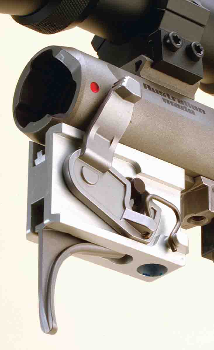 The finely finished trigger had no overtravel or take-up and broke crisply under 3 pounds.